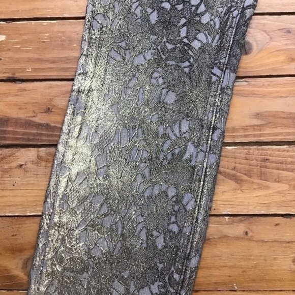 7 For All Mankind gold black jeans embroidered medium rise waist skinny size 26 - Picture 7 of 10